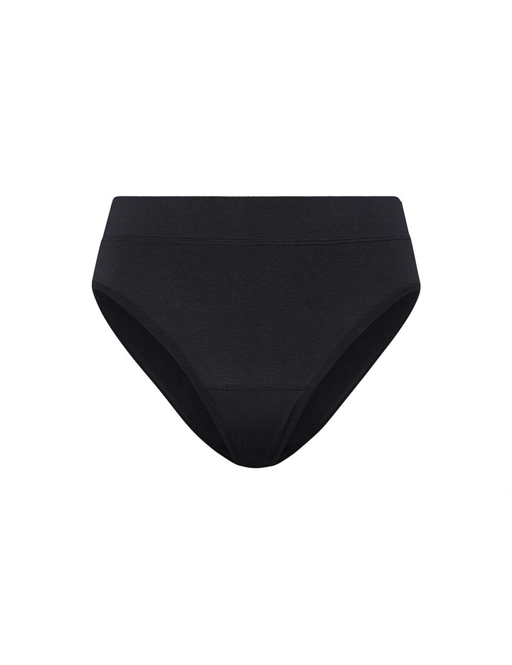 Light bikini bottom in black with full coverage and smooth waistband