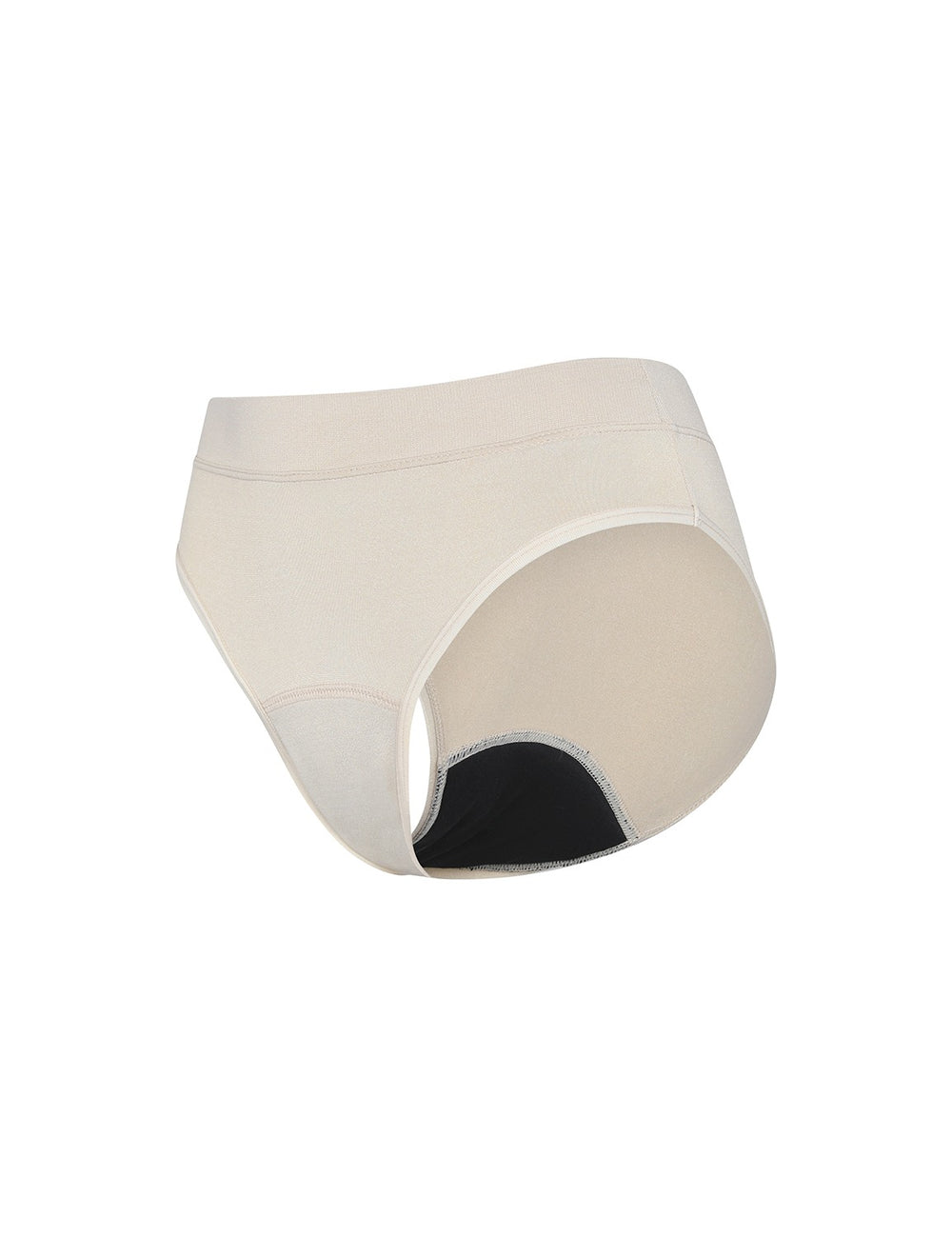 Cream beige moderate coverage bikini briefs with curved seams and high-cut back