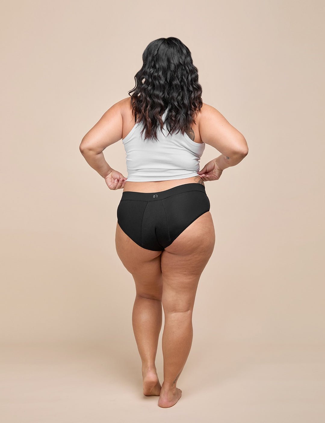 Black heavy absorbency brief, back view