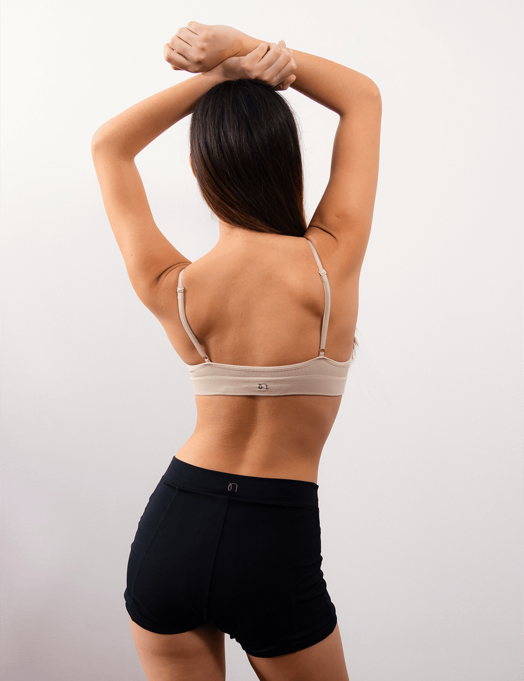 Black heavy absorbency short, back view